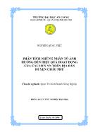 Khóa luận Phân tích những nhân tố ảnh hưởng đến hiệu quả hoạt động của các hợp tác xã nhà nước trên địa bàn huyện Châu Phú